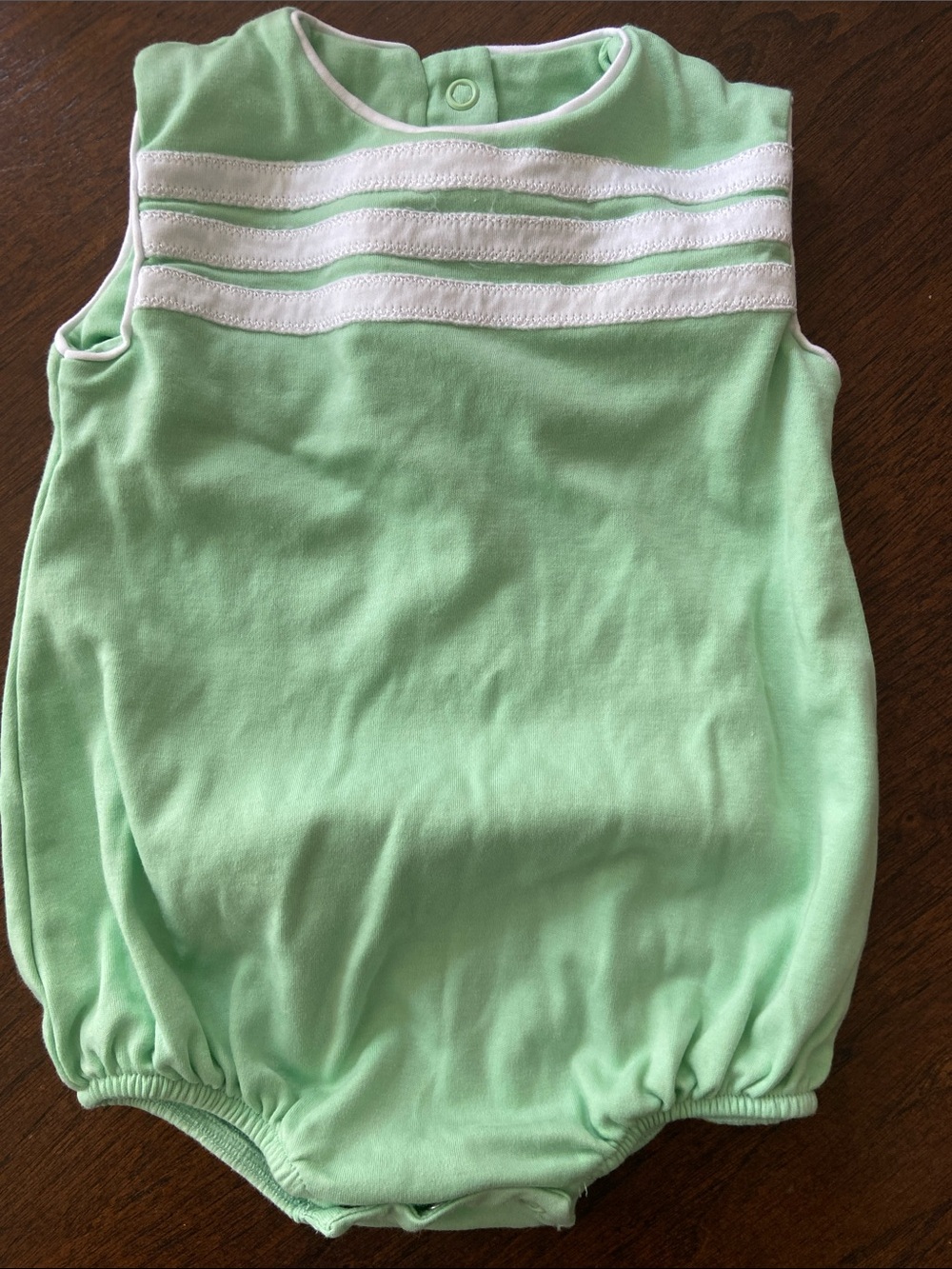 The Beaufort Bonnet Company Mint Green Sleeveless Bubble Romper with White Trim